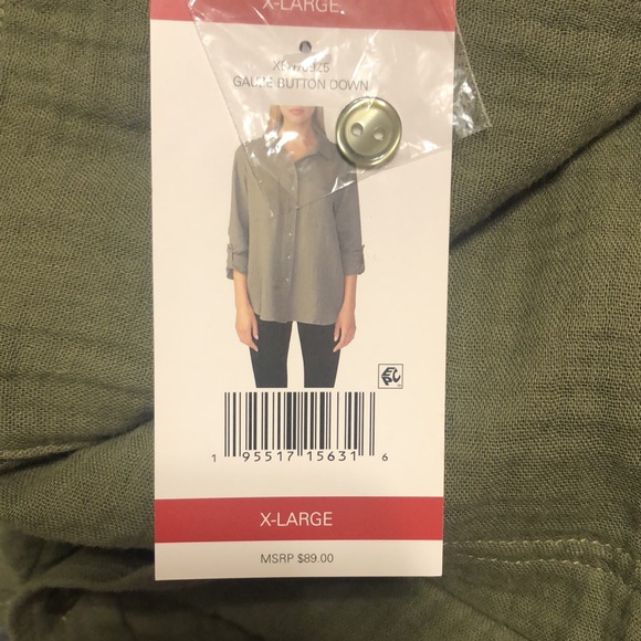 Sanctuary 100% Cotton Gauze Shirt in an olive green. XL - NWT Back to Nature - Picture 9 of 9